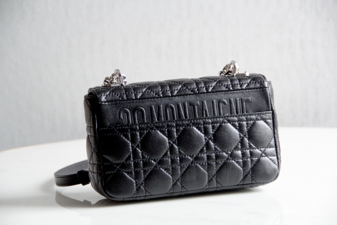 Small Dior Caro Bag Black Supple Cannage Calfskin